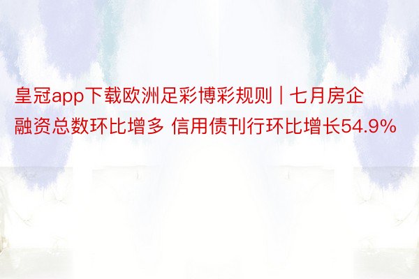 皇冠app下载欧洲足彩博彩规则 | 七月房企融资总数环比增多 信用债刊行环比增长54.9%