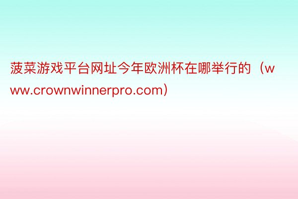 菠菜游戏平台网址今年欧洲杯在哪举行的（www.crownwinnerpro.com）