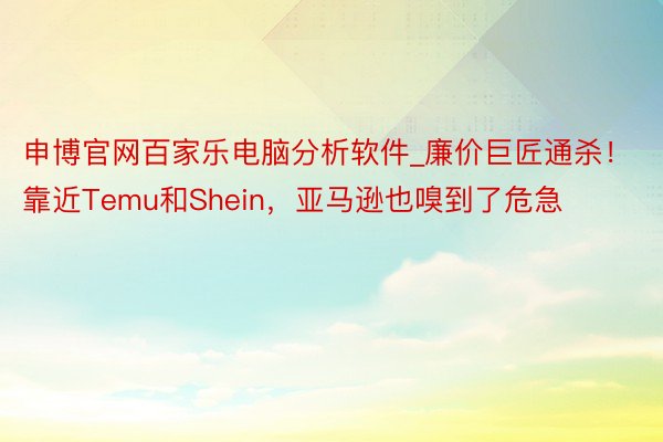 申博官网百家乐电脑分析软件_廉价巨匠通杀！靠近Temu和Shein，亚马逊也嗅到了危急
